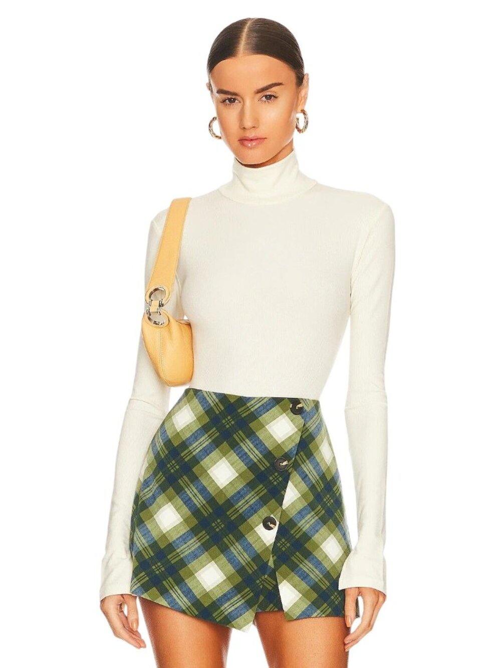 WeWoreWhat Turtle Neck Bodysuit in Ivory Medium Womens Stretch Top